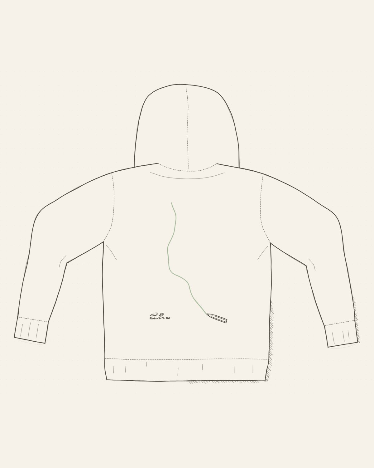 the drawing on the garment — back