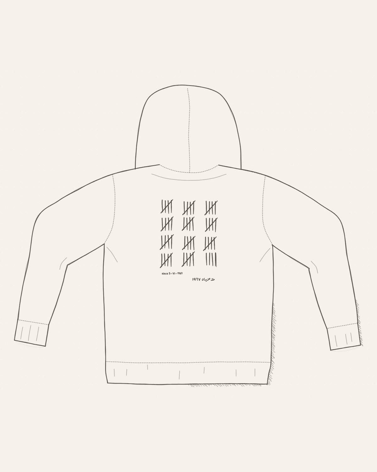 the drawing on the garment — back