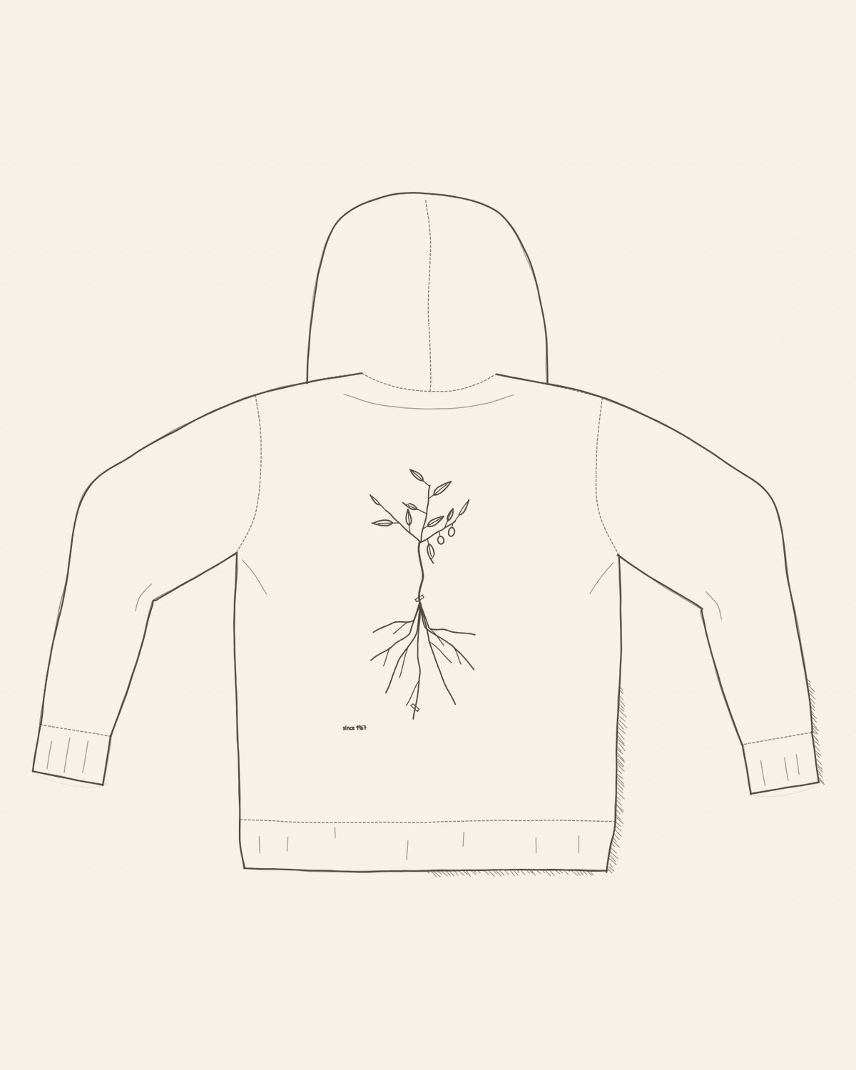 the drawing on the garment — back