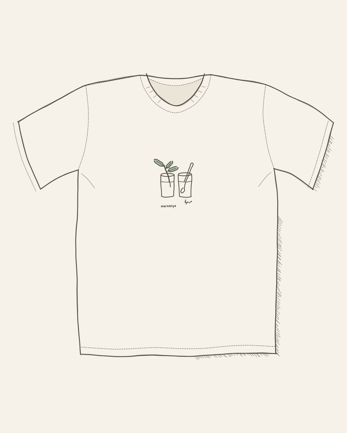 the drawing on the garment — front